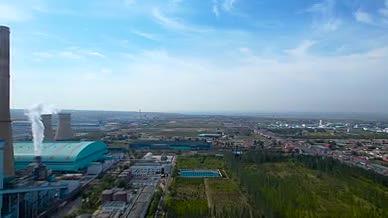 5k航拍内蒙古托克托大型火力发电厂企业视频的预览图